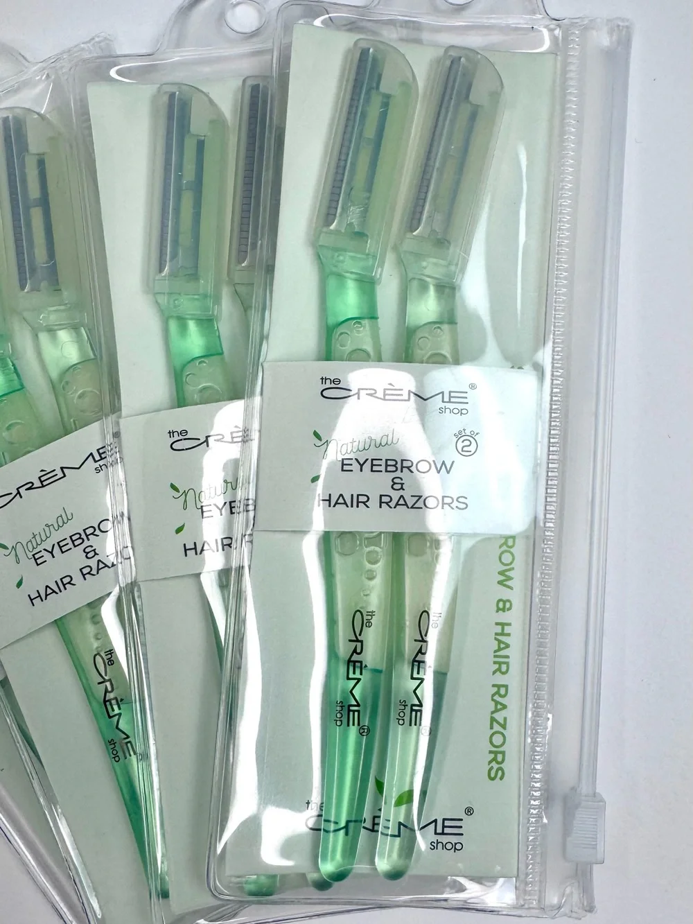 The Crème Shop Natural Eyebrow & Hair Razors - Mint Green 4 Packs- 2 per pack